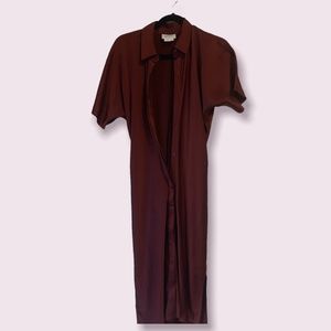 DKNY Satin Burgundy Midi Dress